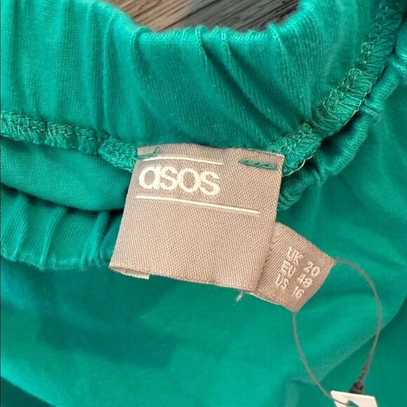 ASOS Green Off-Shoulder Midi Athleisure Dress sz 16 - Picture 2 of 5